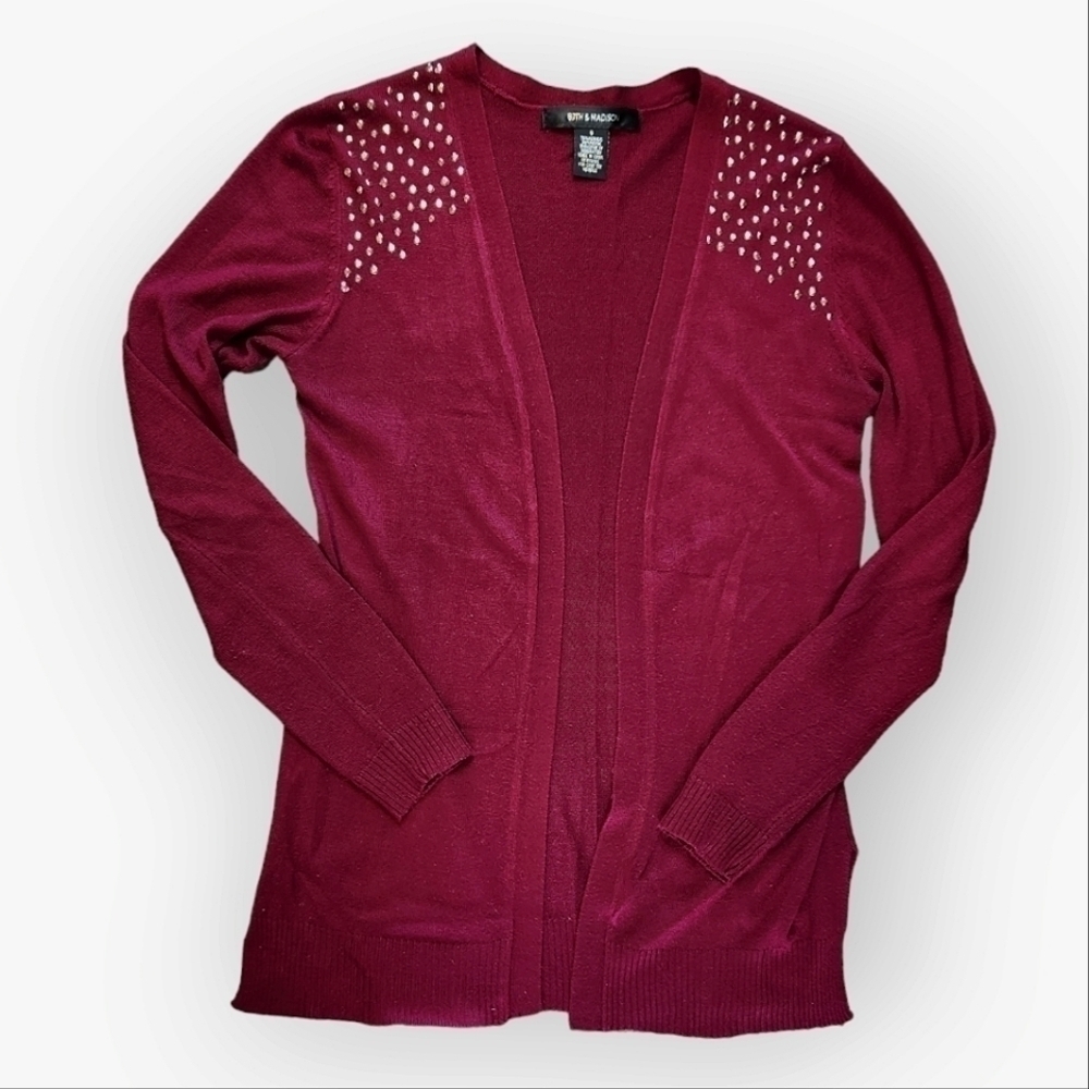 89th and Madison Open Front Embellished Cardigan Small